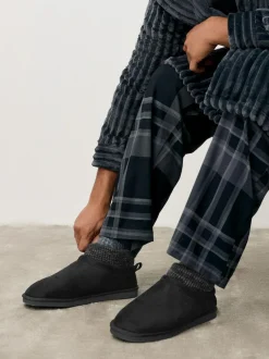 Next Knitted Cuff Boot Slippers Black Sale