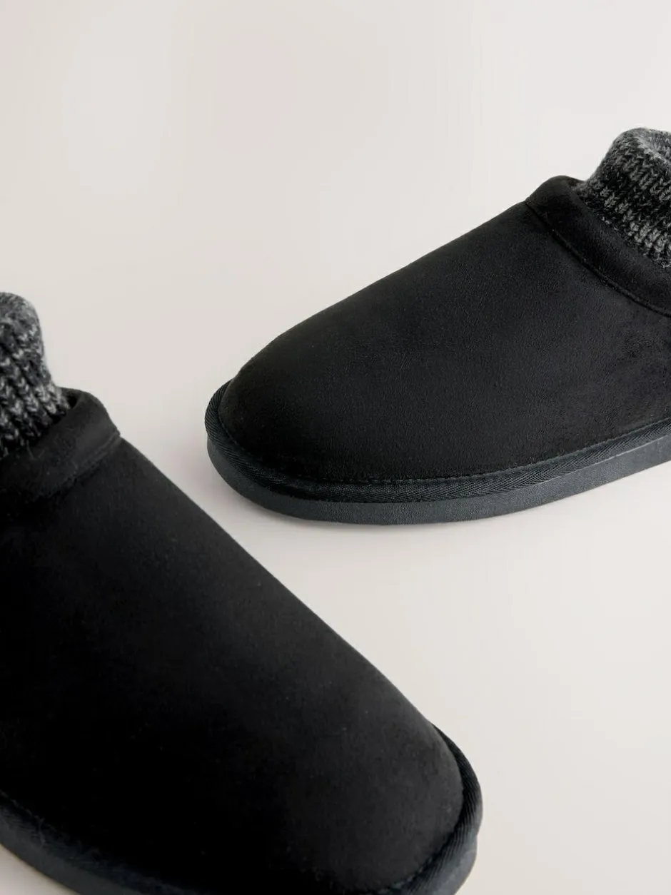 Next Knitted Cuff Boot Slippers Black Sale
