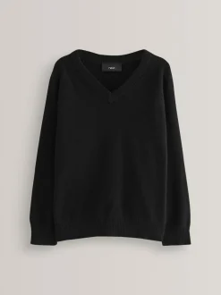 Next Black. Knitted V-Neck School Jumper (3-16yrs)