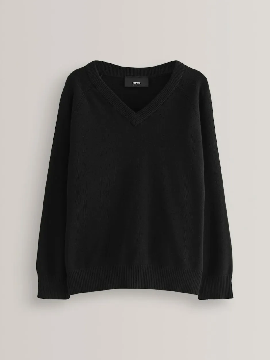 Next Black. Knitted V-Neck School Jumper (3-16yrs)