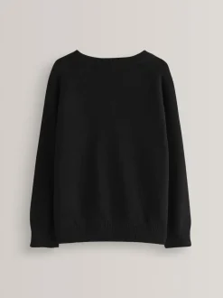 Next Black. Knitted V-Neck School Jumper (3-16yrs)