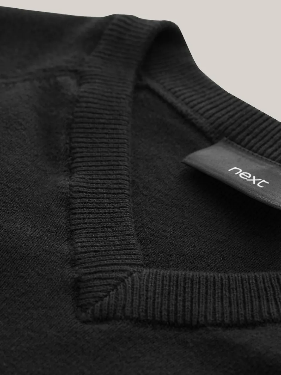 Next Black. Knitted V-Neck School Jumper (3-16yrs)