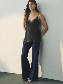 Next Black Lace Trim Strappy Cami Top Online
