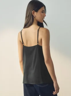 Next Black Lace Trim Strappy Cami Top Online