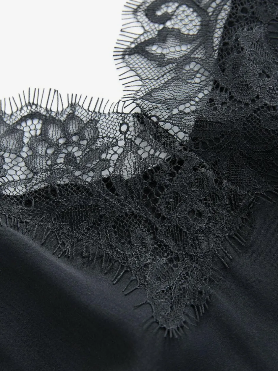 Next Black Lace Trim Strappy Cami Top Online
