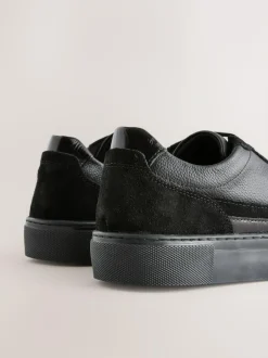 Next Black Leather Chunky Panel Detail Lace Up Trainers Online
