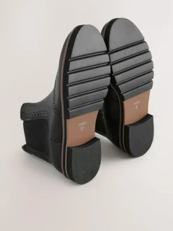 Next Forever Comfort® Brogue Detail Chelsea Boots Black Leather Best