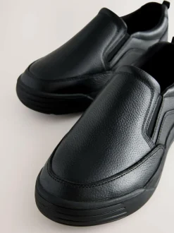 Next Black Leather Slip On School Loafers Sale