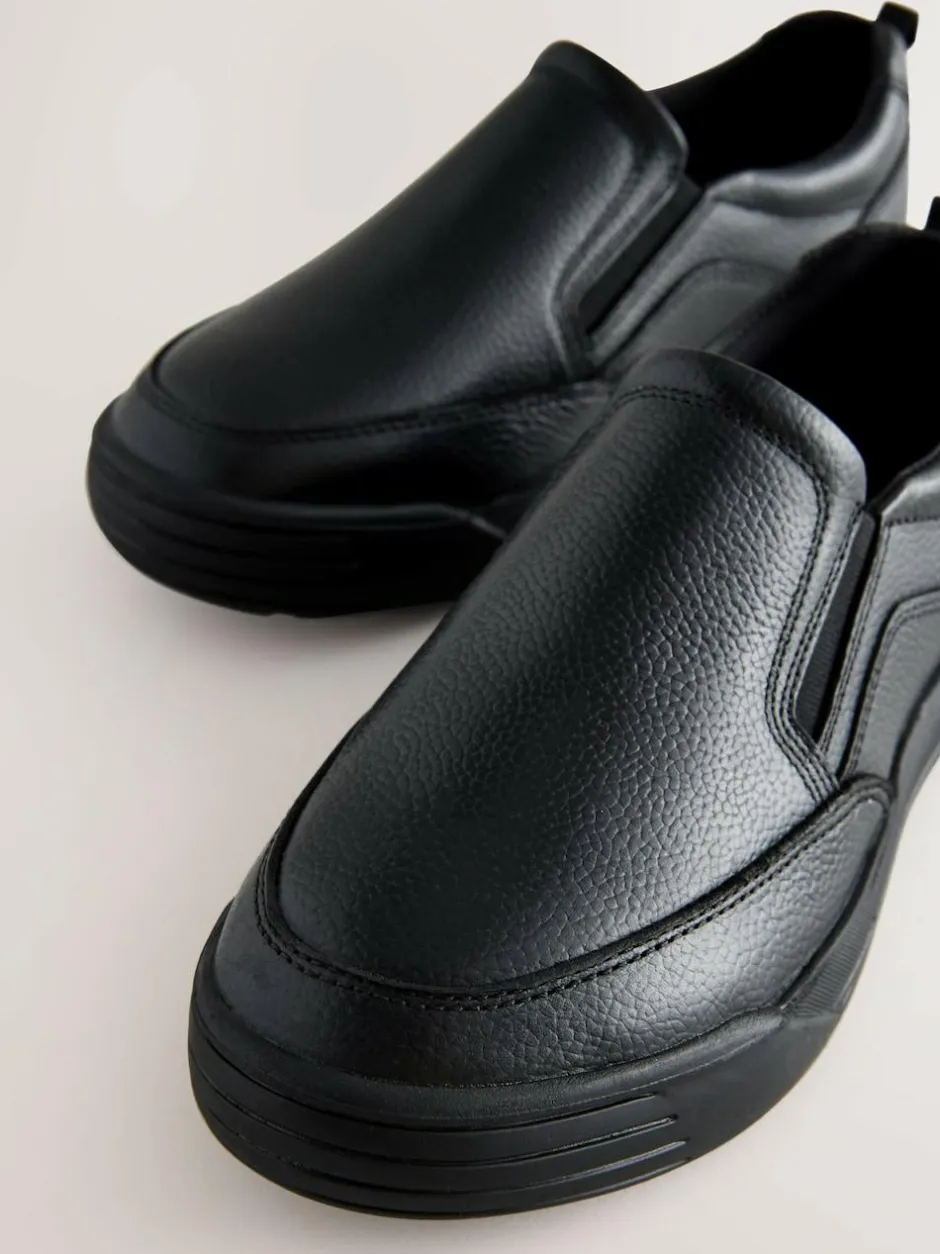 Next Black Leather Slip On School Loafers Sale