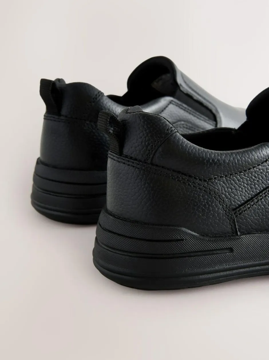 Next Black Leather Slip On School Loafers Sale