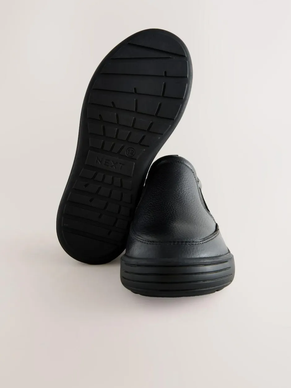 Next Black Leather Slip On School Loafers Sale