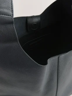 Next Slouchy Shoulder Bag Black Leather