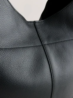 Next Slouchy Shoulder Bag Black Leather