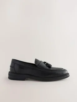 Next Leather Tassel Loafers Black Discount
