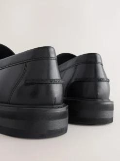Next Leather Tassel Loafers Black Discount