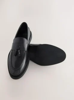 Next Leather Tassel Loafers Black Discount