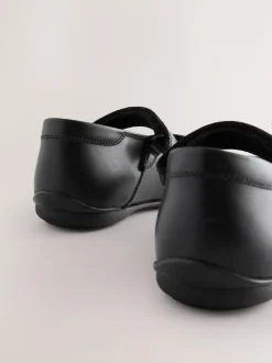Next Black Leather Wide Fit (G) Mary Jane School Shoes Sale
