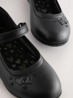 Next Black Leather Wide Fit (G) Mary Jane School Shoes Sale