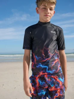 Next Black Lightening Bolt Short Sleeve Rash Vest (1.5-16yrs) Sale