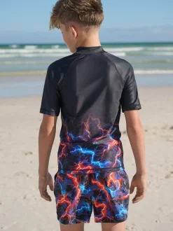 Next Black Lightening Bolt Short Sleeve Rash Vest (1.5-16yrs) Sale