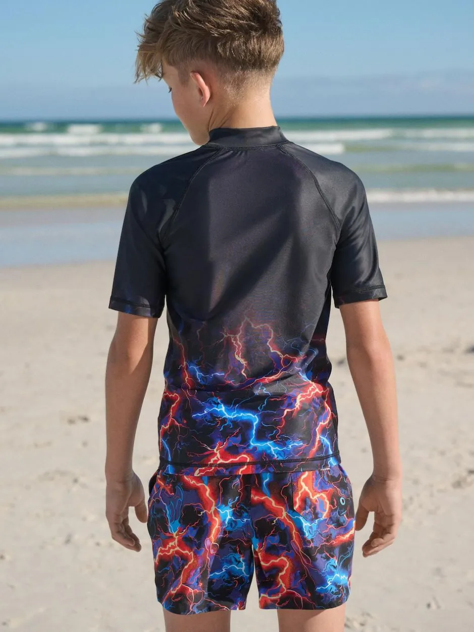 Next Black Lightening Bolt Short Sleeve Rash Vest (1.5-16yrs) Sale