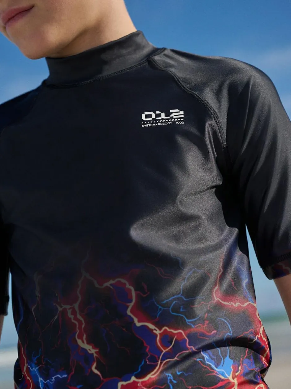 Next Black Lightening Bolt Short Sleeve Rash Vest (1.5-16yrs) Sale