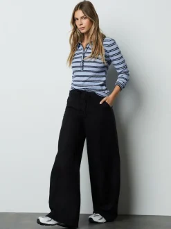 Next Linen Blend Wide Leg Trousers Black Best