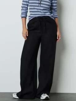 Next Linen Blend Wide Leg Trousers Black Best
