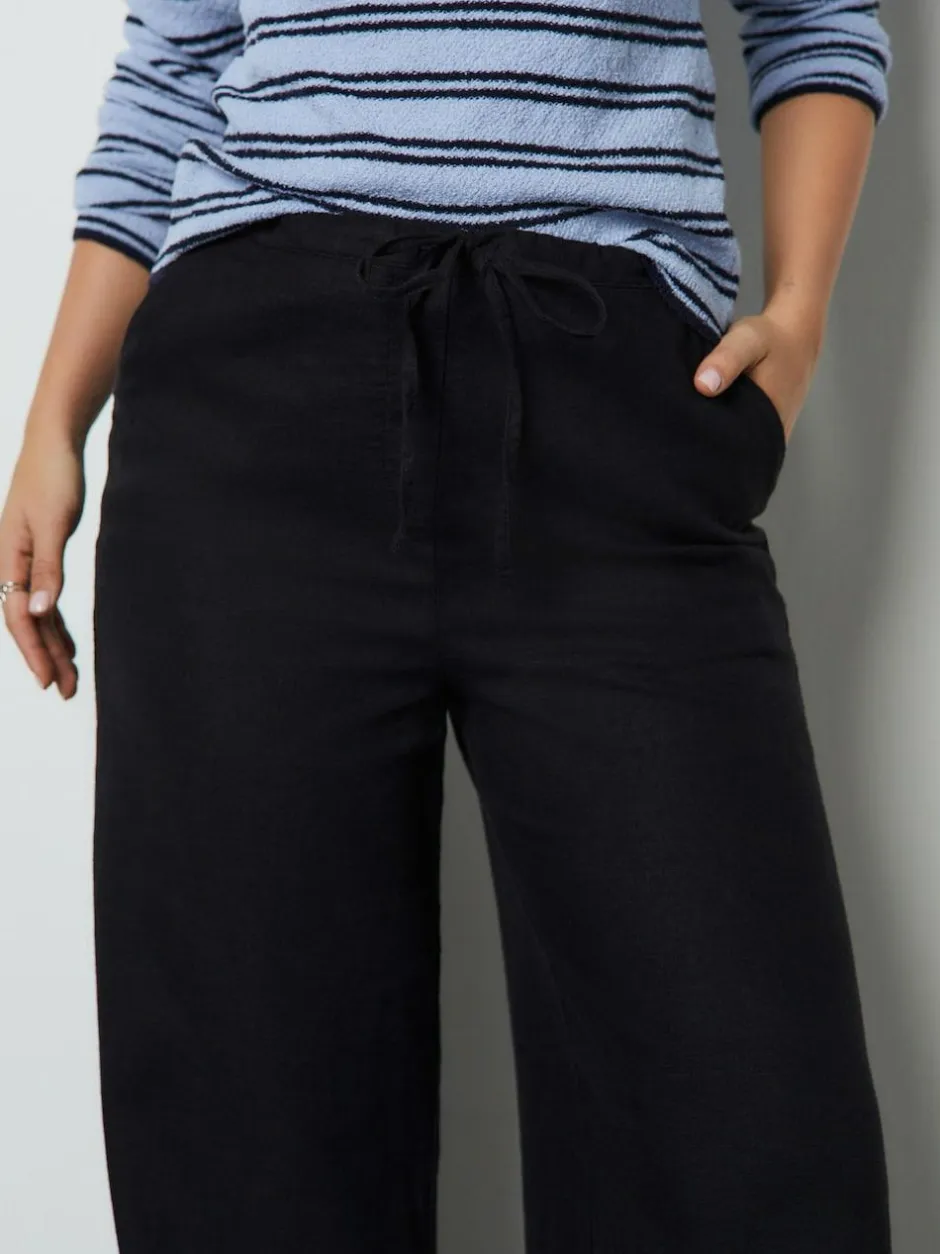 Next Linen Blend Wide Leg Trousers Black Best
