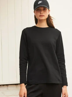 Next Black Long Sleeve Heavyweight Crew Neck T-Shirt Clearance