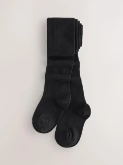 Next Longer Length Cotton Rich School Tights 3 Pack Black Outlet