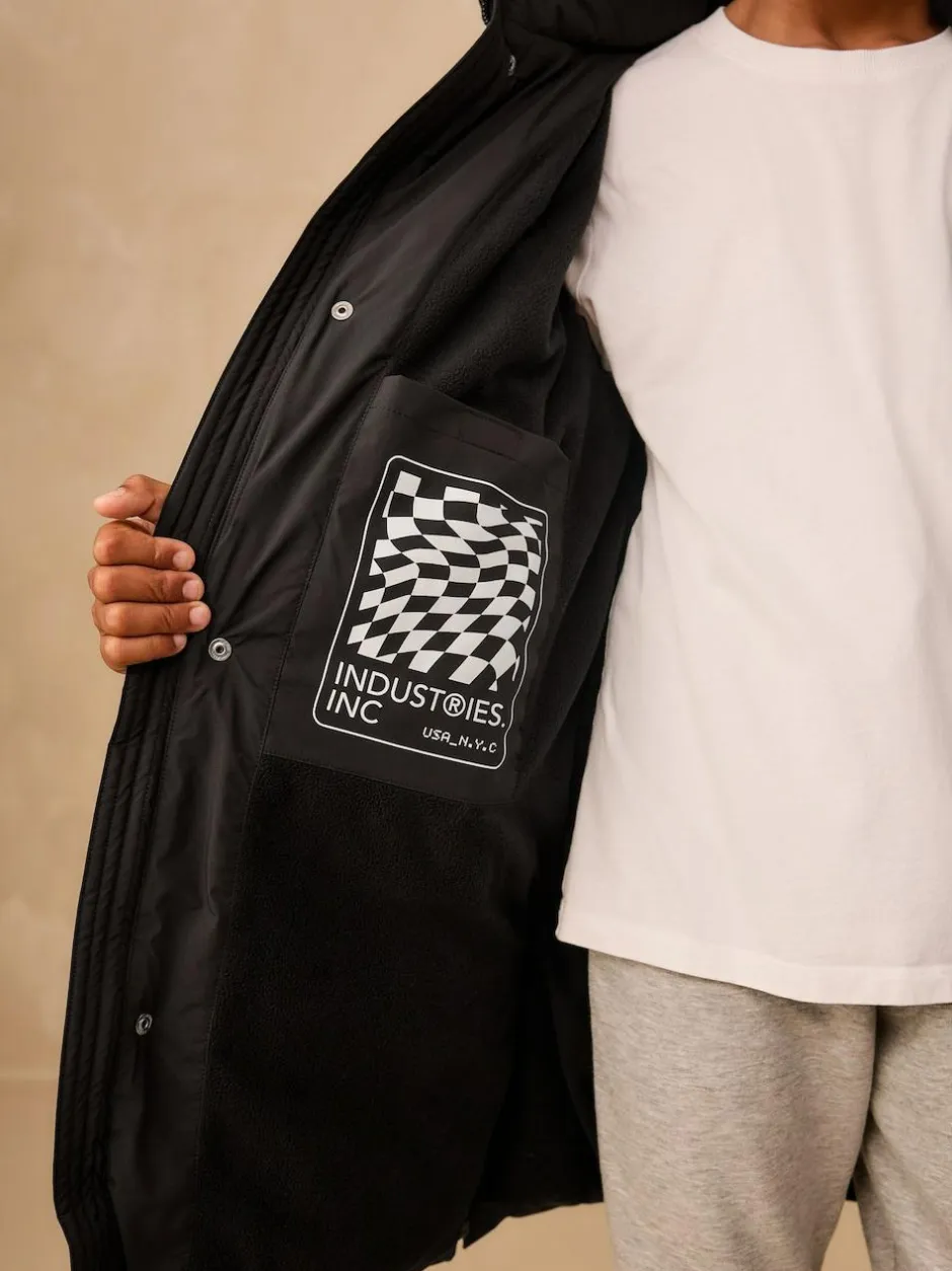 Next Black Longline Shower Resistant Padded Coat (3-17yrs) Clearance