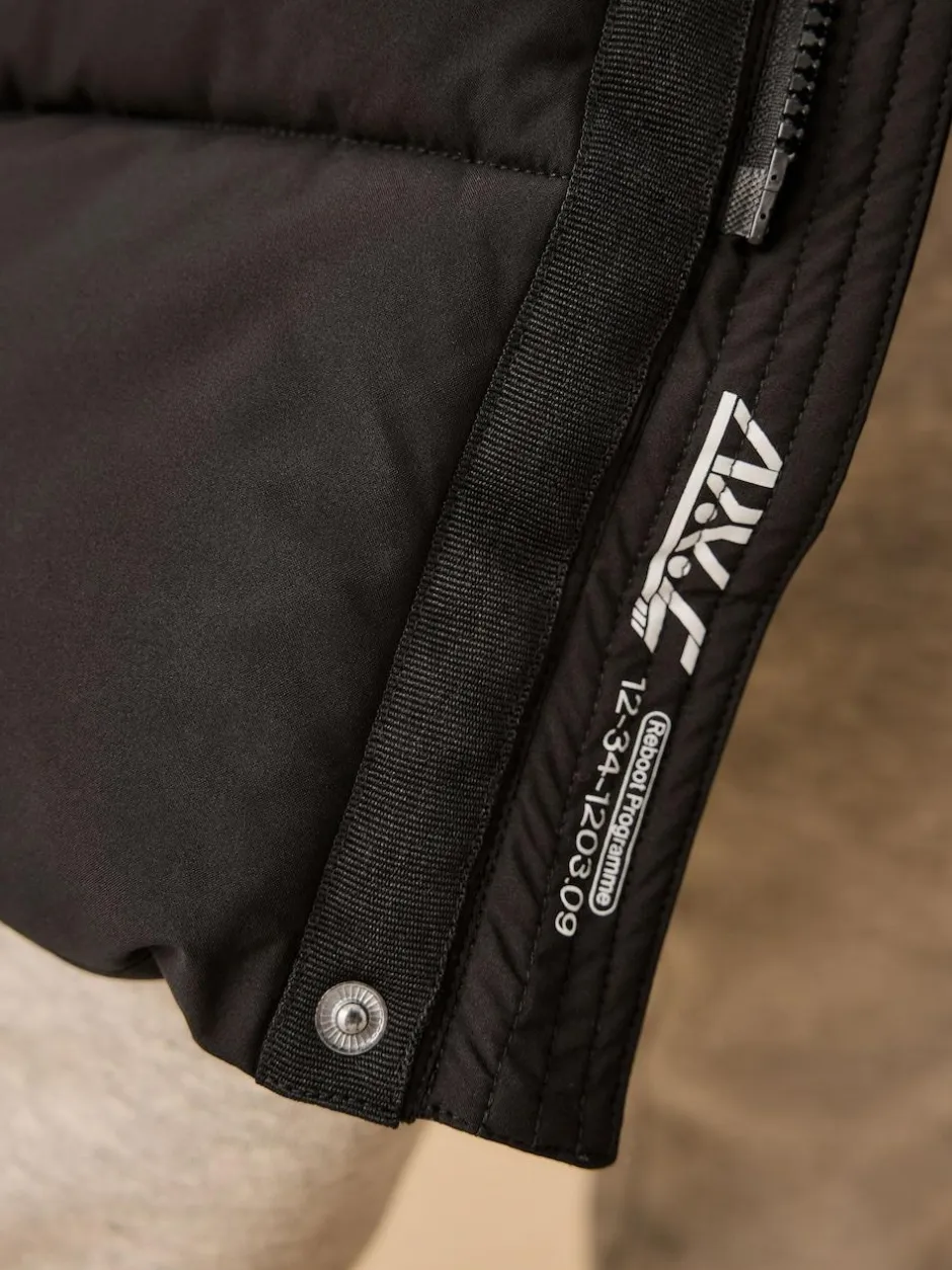 Next Black Longline Shower Resistant Padded Coat (3-17yrs) Clearance