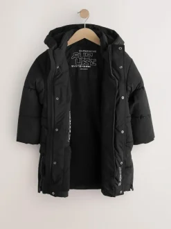 Next Black Longline Shower Resistant Padded Coat (3-17yrs) Clearance