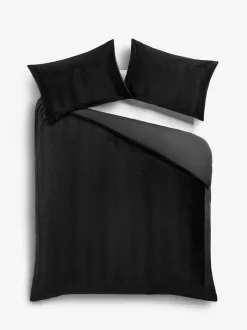 Next Madison Quilted Velvet Duvet Cover and Pillowcase Set Black Discount