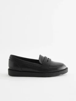 Next Black Matt School Leather Loafers Outlet