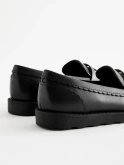 Next Black Matt School Leather Loafers Outlet