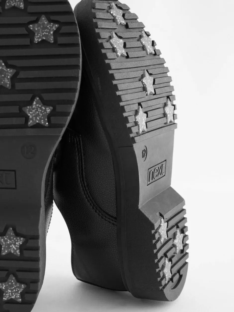 Next Black Matt Standard Fit (F) School Chunky Lace-Up Shoes
