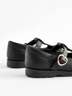 Next Wide Fit (G) School Junior Bow T-Bar Shoes Black Matt Online