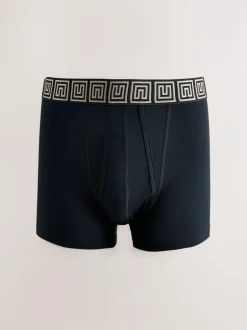Next Black Metallic Pattern Waistbands 5 Pack A-Front Cotton Rich Boxers Best