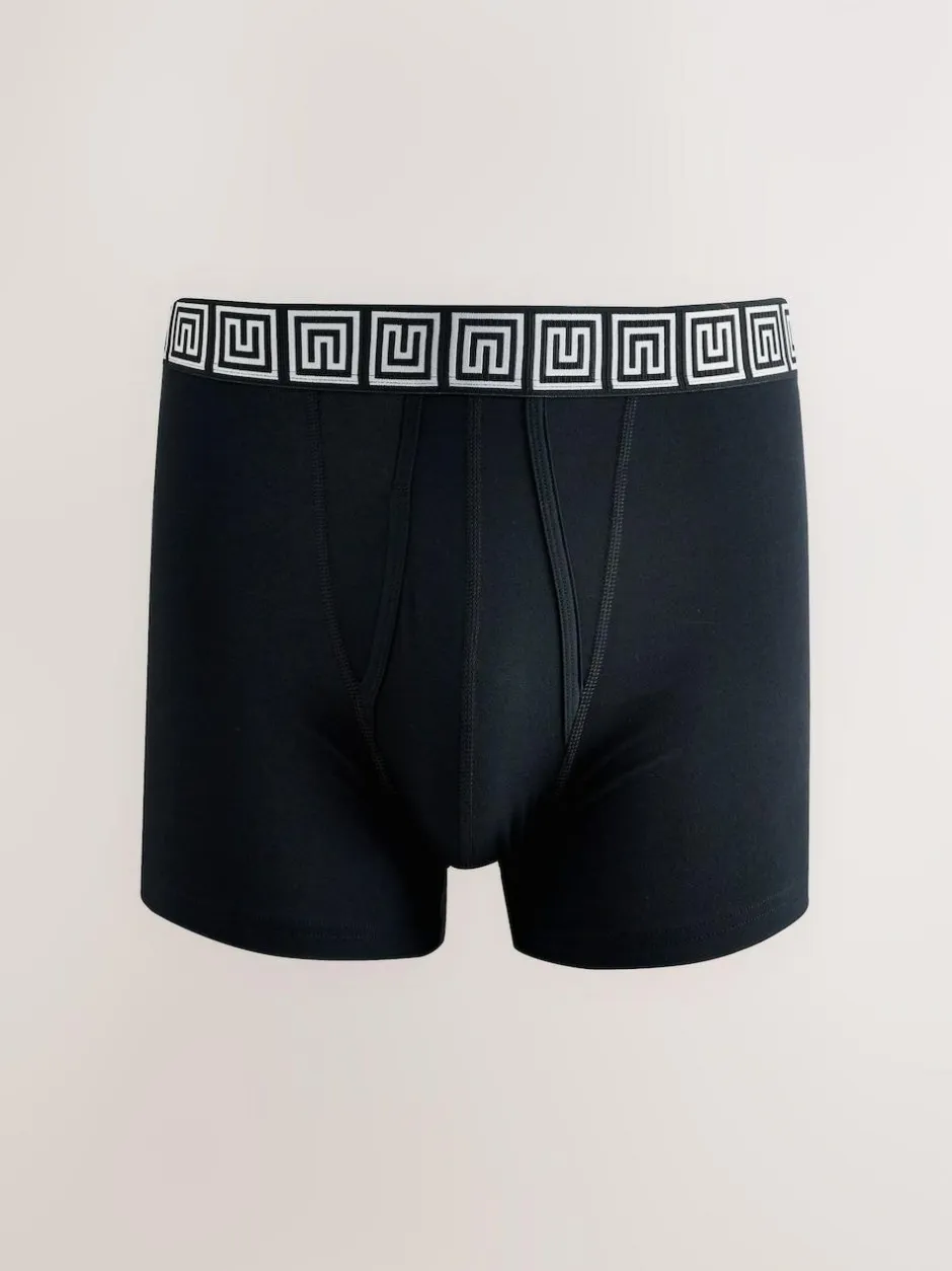 Next Black Metallic Pattern Waistbands 5 Pack A-Front Cotton Rich Boxers Best