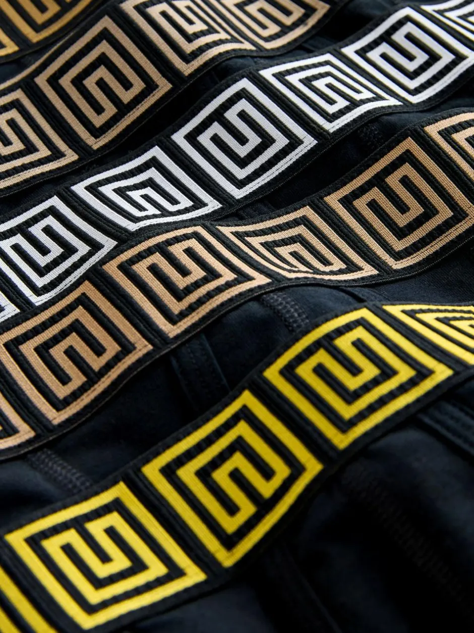 Next Black Metallic Pattern Waistbands 5 Pack A-Front Cotton Rich Boxers Best