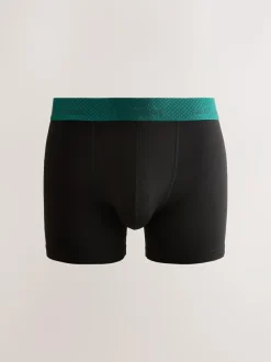Next Signature Comfort Soft Trunks Black Metallic Red/Green Waistband Modal Blend Discount