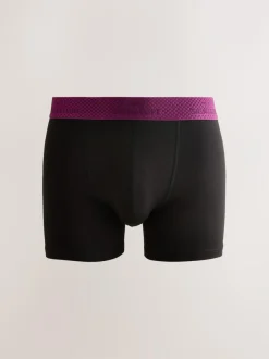 Next Signature Comfort Soft Trunks Black Metallic Red/Green Waistband Modal Blend Discount