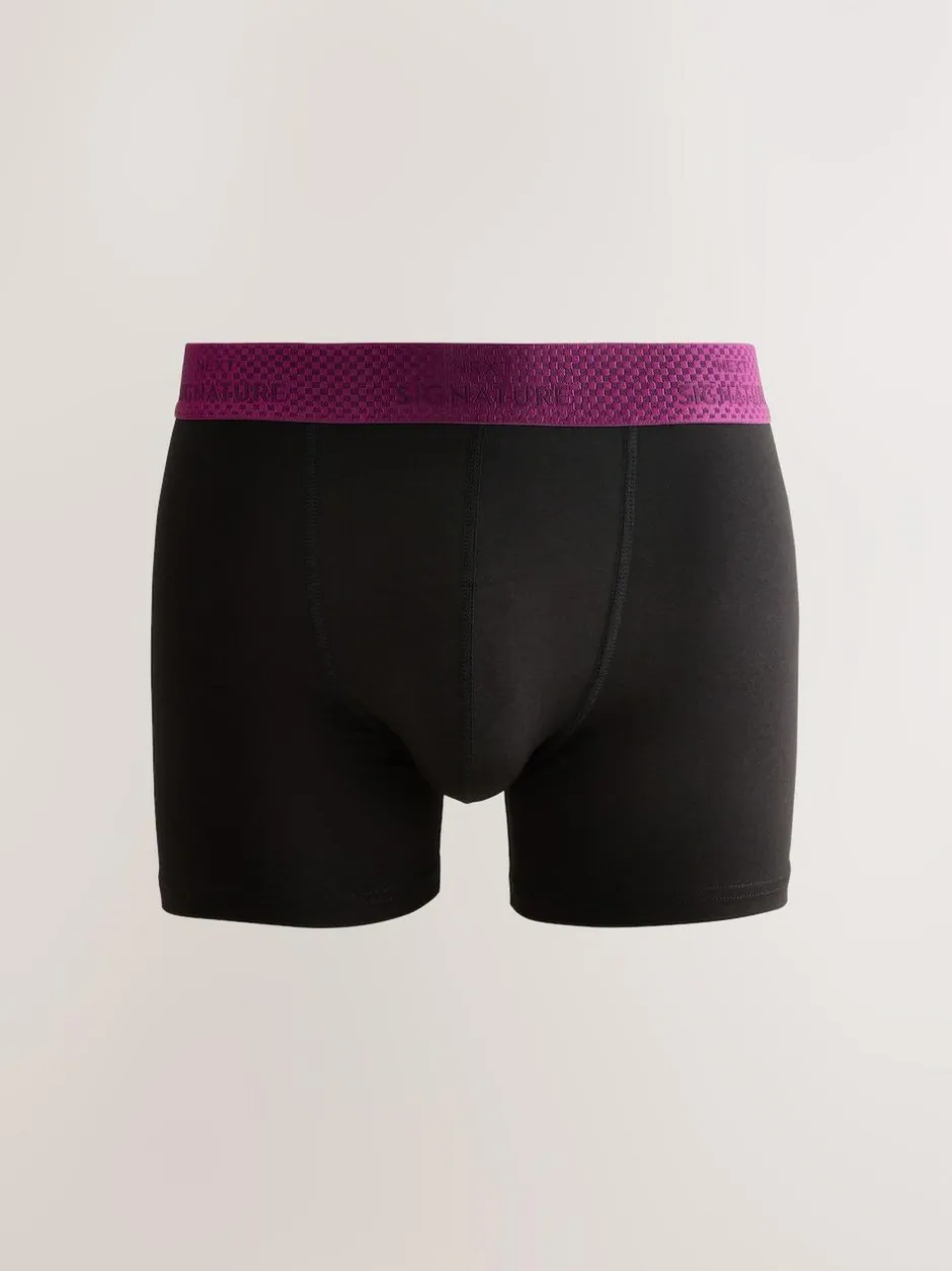 Next Signature Comfort Soft Trunks Black Metallic Red/Green Waistband Modal Blend Discount