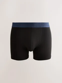Next Signature Comfort Soft Trunks Black Metallic Red/Green Waistband Modal Blend Discount