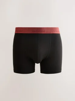 Next Signature Comfort Soft Trunks Black Metallic Red/Green Waistband Modal Blend Discount