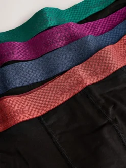 Next Signature Comfort Soft Trunks Black Metallic Red/Green Waistband Modal Blend Discount