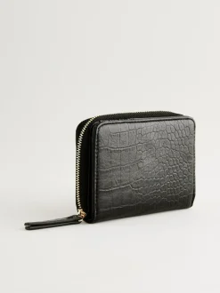 Next Midi Zip Around Purse Black New