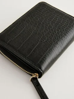 Next Midi Zip Around Purse Black New